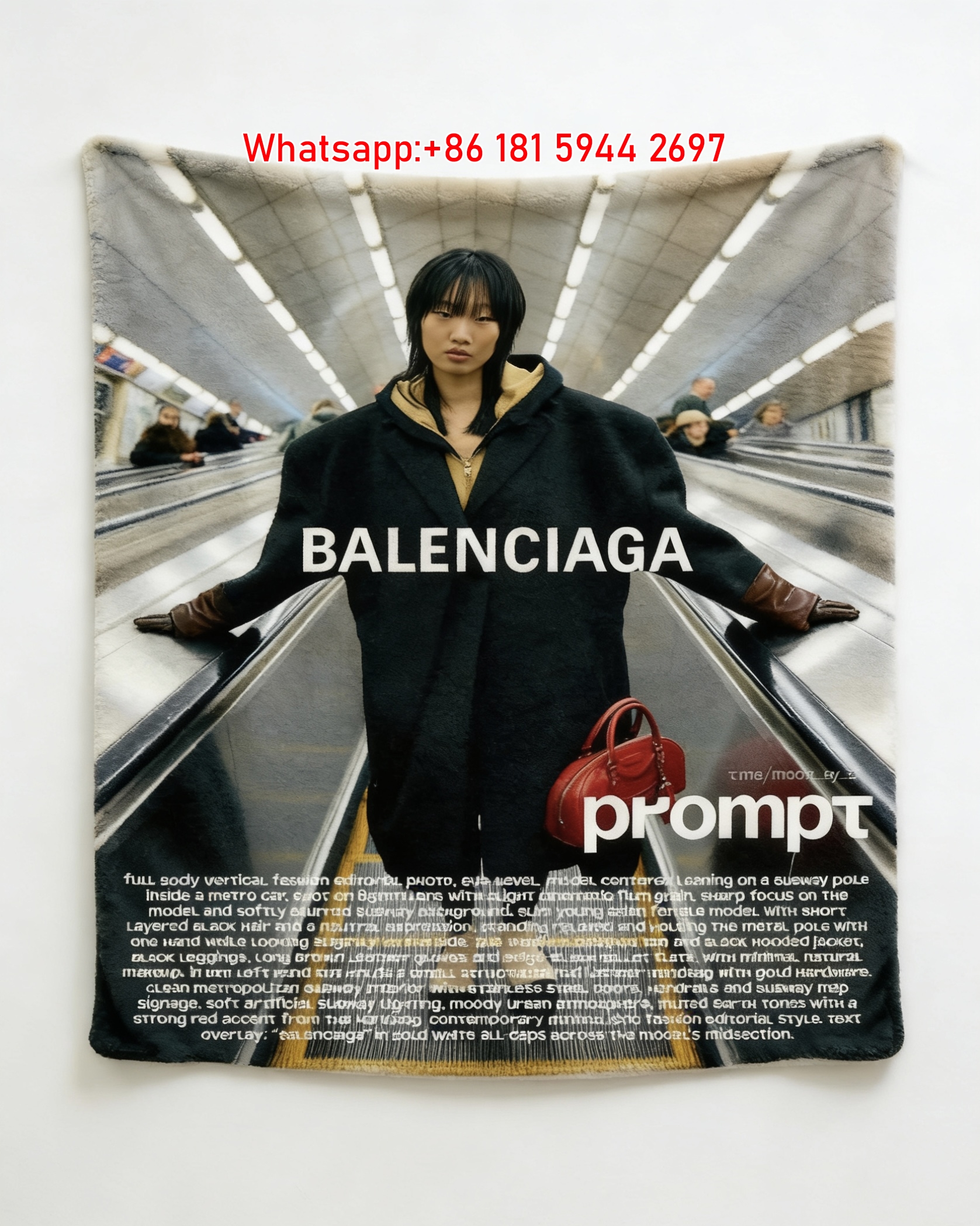 Balenciaga Fashion Editorial Print Flannel Fleece Throw Blanket Sofa Cover BA337